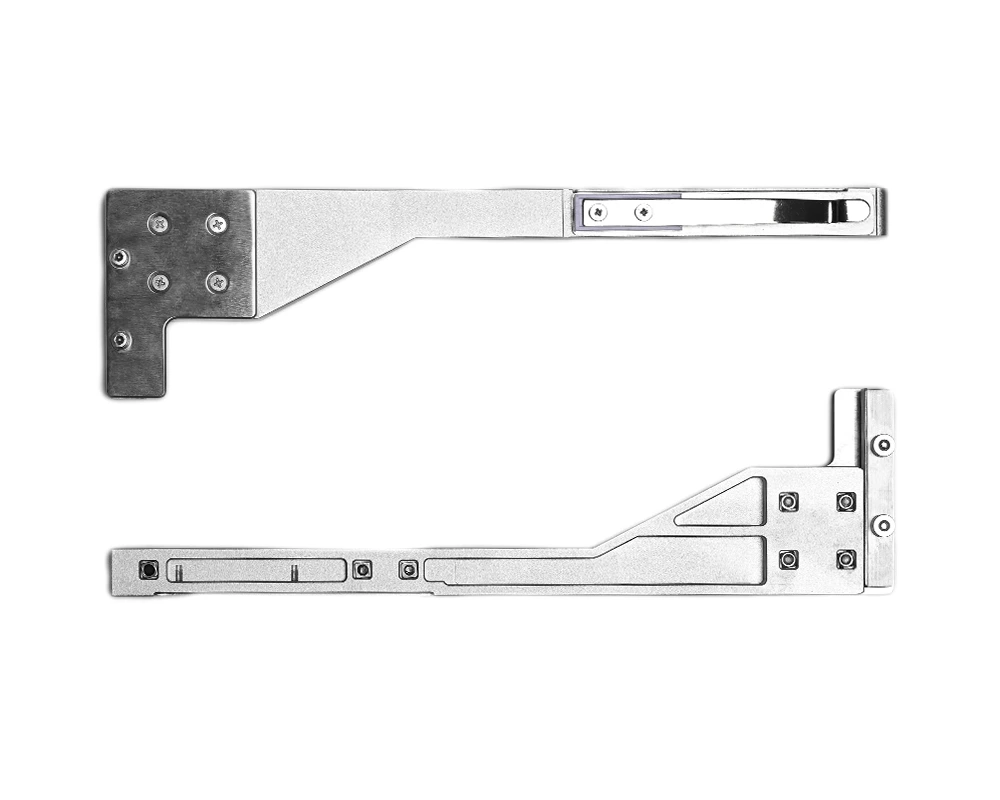 Brackets used to securely support embroidery machine parts for stable performance.